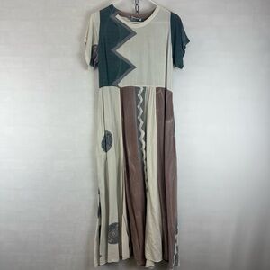 Vintage Hary‎ Dary Bold Zigzag Motif Maxi Dress Size Small Women’s Gray Tribal
